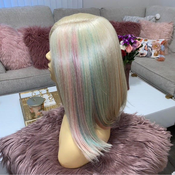 blonde multicolor lob (long bob) wig - Picture 4 of 13